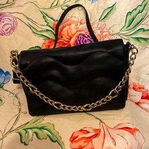 Primark Black genuine leather purse with golden chain New never used
